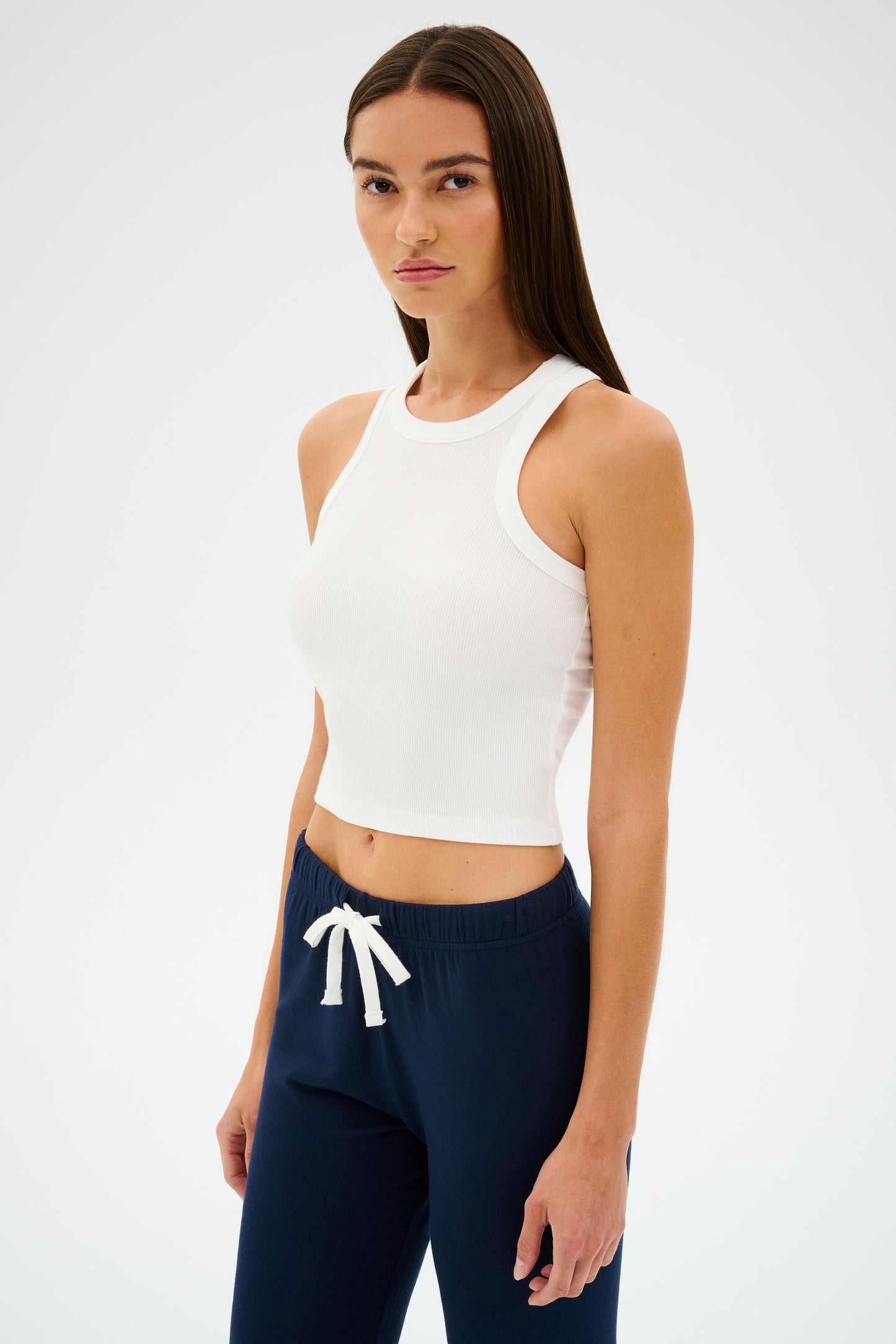 Kiki Rib Crop Tank - White