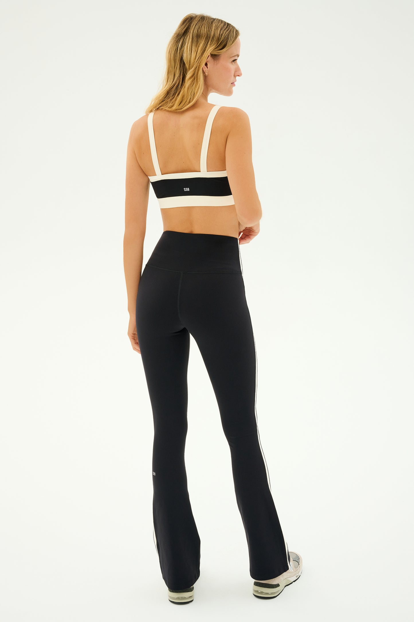 Raquel High Waist Flared Legging - Black/Creme