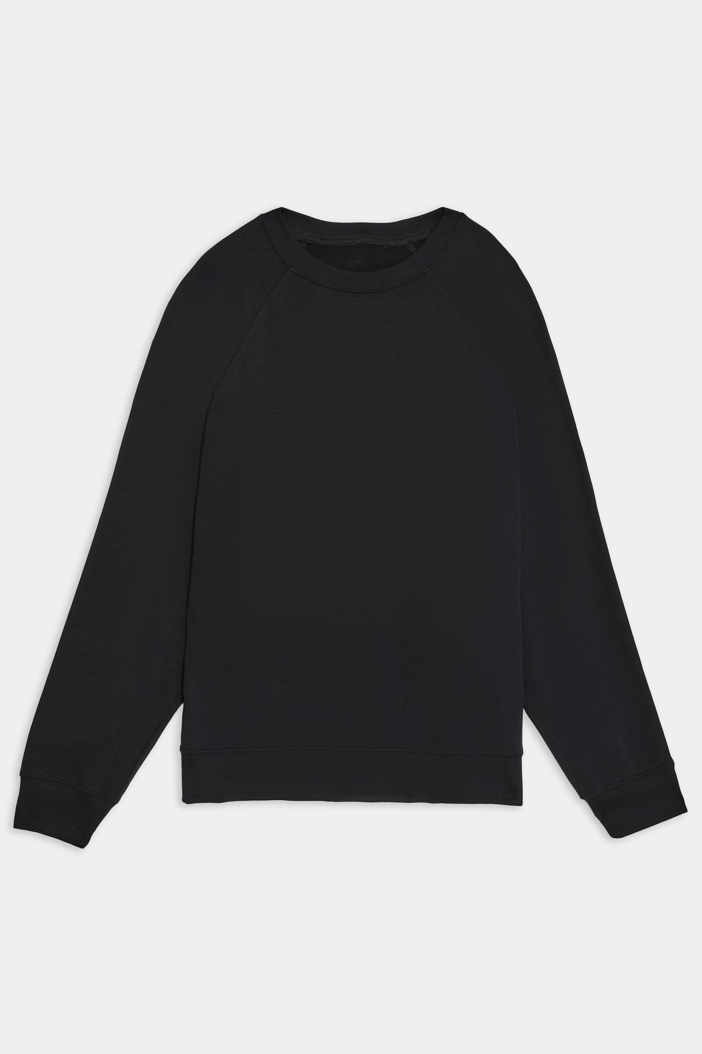 Image of the **Andie Fleece Sweatshirt - Black** by **SPLITS59**, a plain black long-sleeve pullover sweatshirt with a crew neckline, shown on a pristine white background for your test review.