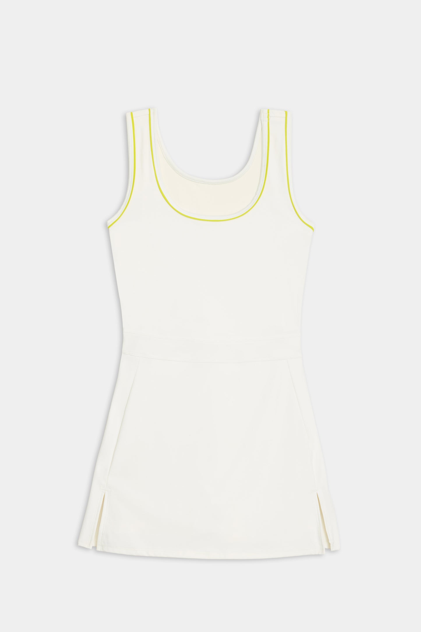 Martina Rigor Dress w/Piping - White/Chartreuse