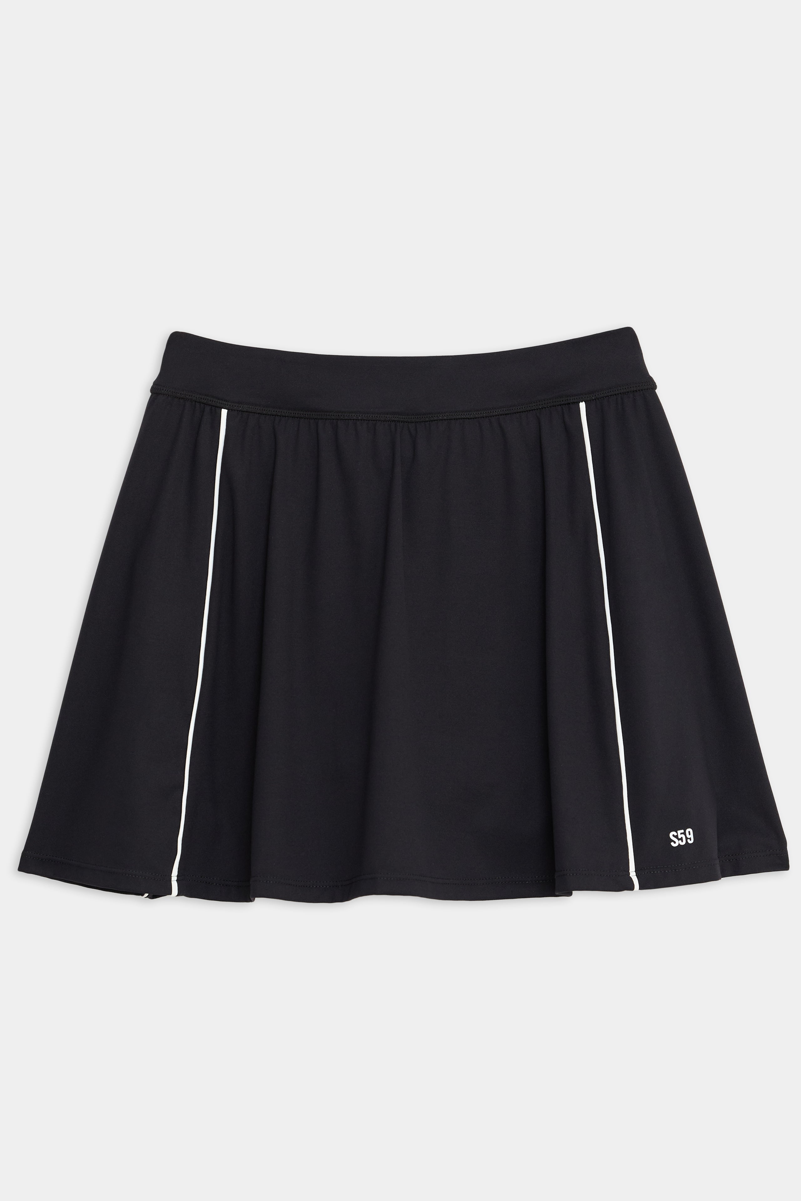 Black Venus High Waist Rigor Skort w/Piping with white trim.