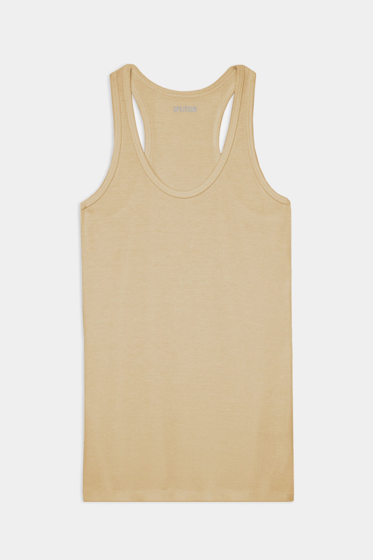 Flat view of yellowish brown tank top