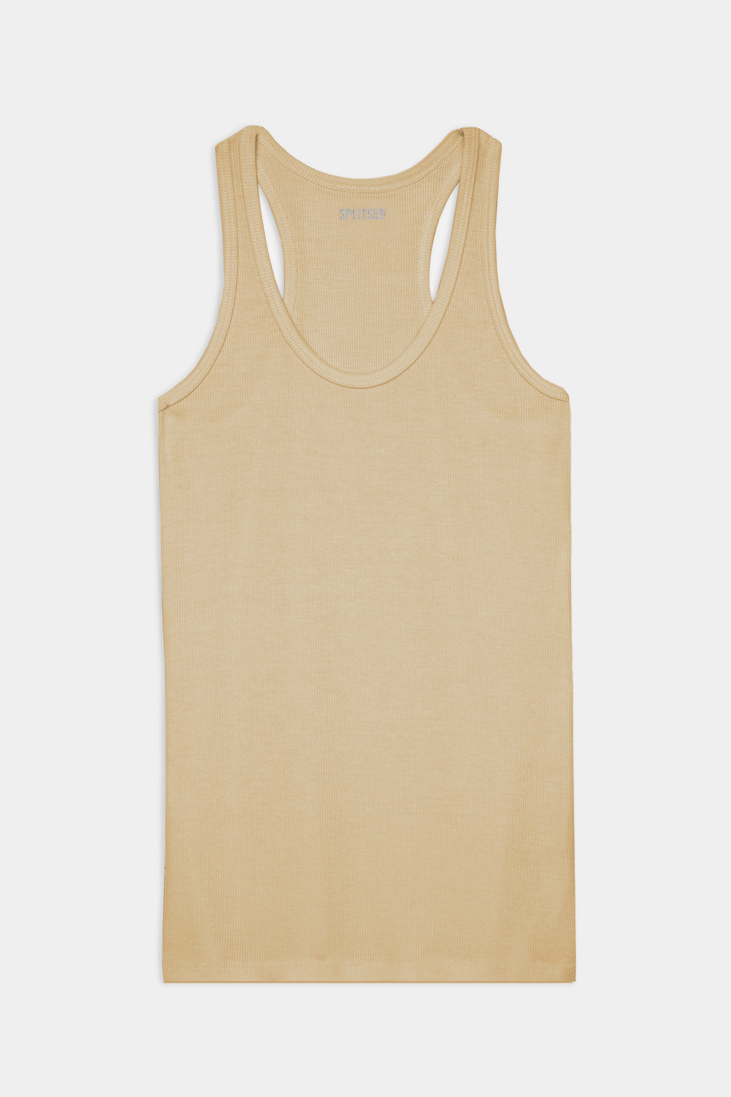 Flat view of yellowish brown tank top